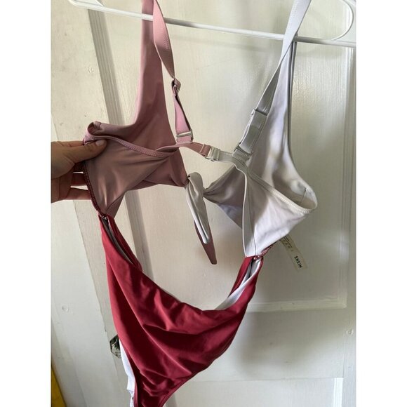 SHEIN women’s size large cut out pink white red bathing suit - Picture 9 of 9